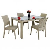 Mandella Elit Rattan 90x150 4 kişilik Elit Sandalye Camlı Masa Takımı Çölbeji - 1