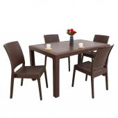 Mandella Elit Rattan 90x150 4 kişilik Elit Sandalye Masa Takımı Kahverengi thumbnail 1