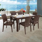 Mandella Elit Rattan 90x150 2 Elit Koltuk 4 Elit Sandalye Camlı Masa Takımı Kahverengi - 3