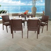 Mandella Elit Rattan 90x150 2 Elit Koltuk 4 Elit Sandalye Camlı Masa Takımı Kahverengi - 4