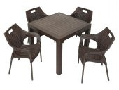 Mandella Elit Rattan 90x90 Star Koltuk Masa Takımı KAHVERENGİ - 1