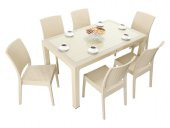 Mandella Elit Rattan 90x150 Elit Sandalye Camlı Masa Takımı ÇÖLBEJİ - 1