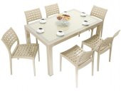 Mandella Wood 90x150 Cafe Sandalye Camlı Masa Takımı ÇÖLBEJİ - 1