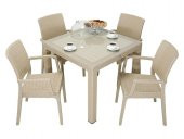 Mandella Elit Rattan 90x90 Elit Koltuk Camlı Masa Takımı ÇÖLBEJİ - 1