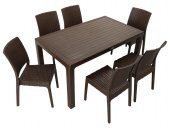 Mandella Elit Rattan 90x150 Elit Sandalye Masa Takımı KAHVERENGİ - 1