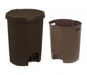 Sağlam Plastik Damla Pedallı Çöp Kovası 2 Nolu İç Kovalı (11 Lt) Kahverengi - 2