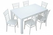 Mandella Wood 90x150 Silver Tifany Sandalye Masa Takımı Beyaz - 1