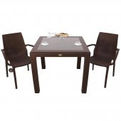 Mandella Elit Rattan 90x90 2 Kişilik Nirvana Koltuk Camlı Masa Takımı Kahverengi - 1