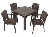 Mandella Elit Rattan 90x90 Zeus Koltuk Masa Takımı KAHVERENGİ - 1