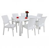 Mandella Elit 90x150 Rattan 2 Elit Koltuk 4 Elit Sandalye Masa Takımı Beyaz - 1
