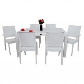 Mandella Elit 90x150 Rattan 2 Elit Koltuk 4 Elit Sandalye Masa Takımı Beyaz - 2