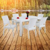 Mandella Elit 90x150 Rattan 2 Elit Koltuk 4 Elit Sandalye Masa Takımı Beyaz - 3