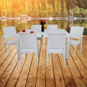 Mandella Elit 90x150 Rattan 2 Elit Koltuk 4 Elit Sandalye Masa Takımı Beyaz - 4