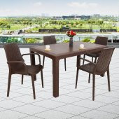 Mandella Elit Rattan 90x150 4 kişilik Nirvana Koltuk Masa Takımı Kahverengi thumbnail 2