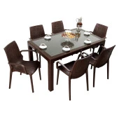 Mandella Elit Rattan 90x150 Nirvana Koltuk Camlı Masa Takımı - 1