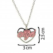 Pembe Angel Yazılı Metal Zincirli Kolye Takı Aksesuar - 4