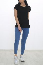 Omuz Dantelli Bluz Siyah - 8672.599. - 3