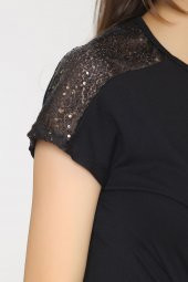 Omzu Pul Detaylı Bluz Siyah - 8879.599. - 3