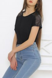 Omzu Pul Detaylı Bluz Siyah - 8879.599. - 4