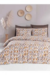 Çift Kişilik Pamuklu Nevresim Takımı Fitted Çarşaflı Lastikli İndus Wood - 2