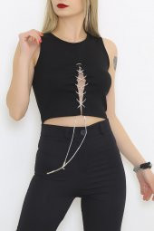 Çapraz İşlemeli Bluz Siyah - 9018.1594. - 1