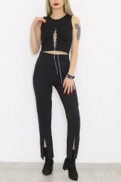 Çapraz İşlemeli Bluz Siyah - 9018.1594. - 4