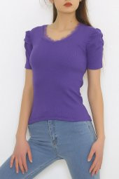 Yaka Dantelli Bluz Mor - 8726.1187. - 1