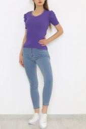 Yaka Dantelli Bluz Mor - 8726.1187. - 2