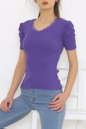 Yaka Dantelli Bluz Mor - 8726.1187. - 5