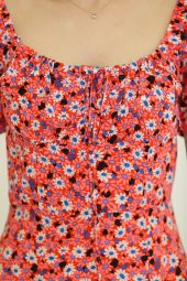 Yırtmaçlı Elbise Pembeçiçekli - 22292.101. - 3