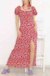 Yırtmaçlı Elbise Pembeçiçekli - 22292.101. - 4