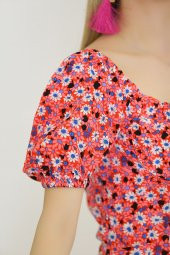 Yırtmaçlı Elbise Pembeçiçekli - 22292.101. - 5