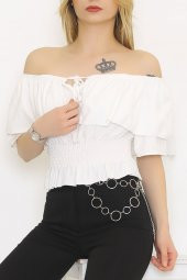 Kayık Yaka Bluz Beyaz - 9122.1153. - 1