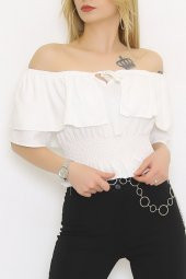 Kayık Yaka Bluz Beyaz - 9122.1153. - 3