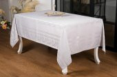 Finezza Mona Lüx Jakar Bambu Kumaş Gri Masa Örtüsü  Dikdörtgen 160x220 cm - 1081 - 1