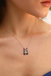 925 Ayar Gümüş Zirkon Taşlı Panda Tasarım Kolye - 3