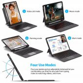 iPad Air 10.9 2020 4.Nesil Fuchsia Touch Pad Klavyeli Standlı Kılıf - 4
