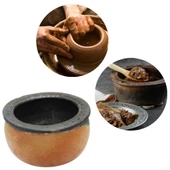 Piev Doğal El Yapımı Fırınlanmış Toprak Güveç Tencere 24 cm - 1