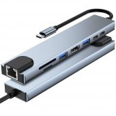 8in1 Dönüştürücü Hub113 Newface TYPEC,HDMI,RJ45,100M,USB,PD,SD,TF - 1