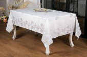 Finezza Müge Lüx Jakar Kumaş Gri Masa Örtüsü  Dikdörtgen 160x220 cm - 1085 - 1