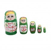 Ahşap Matruşka Bebek 5 li Set Yeşil No.1 - 1