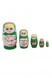 Ahşap Matruşka Bebek 5 li Set Yeşil No.1 - 2