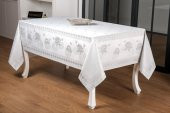 Finezza Nilüfer Lüx Jakar Kumaş Gri Masa Örtüsü  Dikdörtgen 160x220 cm - 1087 - 1
