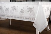 Finezza Nilüfer Lüx Jakar Kumaş Gri Masa Örtüsü  Dikdörtgen 160x220 cm - 1087 - 7