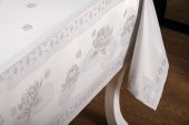 Finezza Nilüfer Lüx Jakar Kumaş Gri Masa Örtüsü  Dikdörtgen 160x220 cm - 1087 - 9