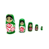 Ahşap Matruşka Bebek 5 li Set Yeşil No.2 - 1