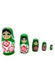 Ahşap Matruşka Bebek 5 li Set Yeşil No.2 - 2