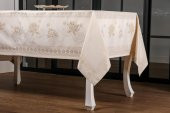 Finezza Nilüfer Lüx Jakar Kumaş Bej Masa Örtüsü  Dikdörtgen 160x320 cm - 1089 - 7