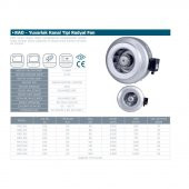 Kayıtes Rad 125 Yuvarlak Kanal Tipi Radyal Fan 125mm 410 m3/h dBA 47 2600 Devir 80W Havalandırma Fanı AGMair Agm - 3