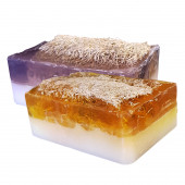 2'li 1 Adet Arı Sütü Lavanta 1 Adet Arı Sütü Bal İçeren Doğal Kabak Keseli Sabun Kabak Lifi Sabunu - 1